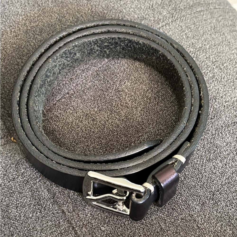 Coach Vintage Black Leather Belt with Silver Buckle approx. 37” long